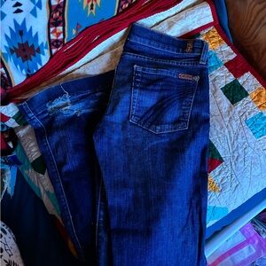 7 For All Mankind Dark Blue Boot Cut Jeans